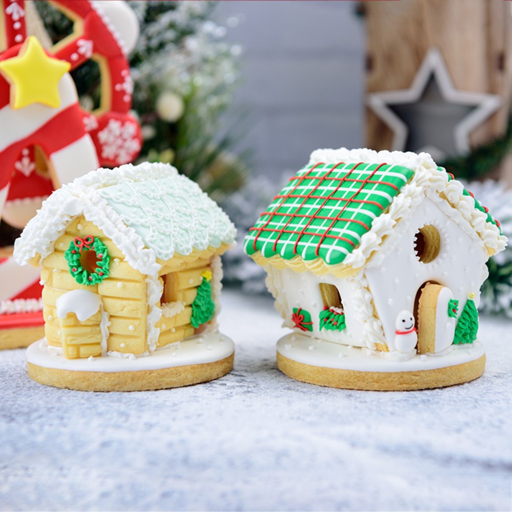 Cookie Cutter Set - 6-teiliges Mini-Weihnachts-Lebkuchenhaus Ausstechformen-Set 3D Plastikformen für