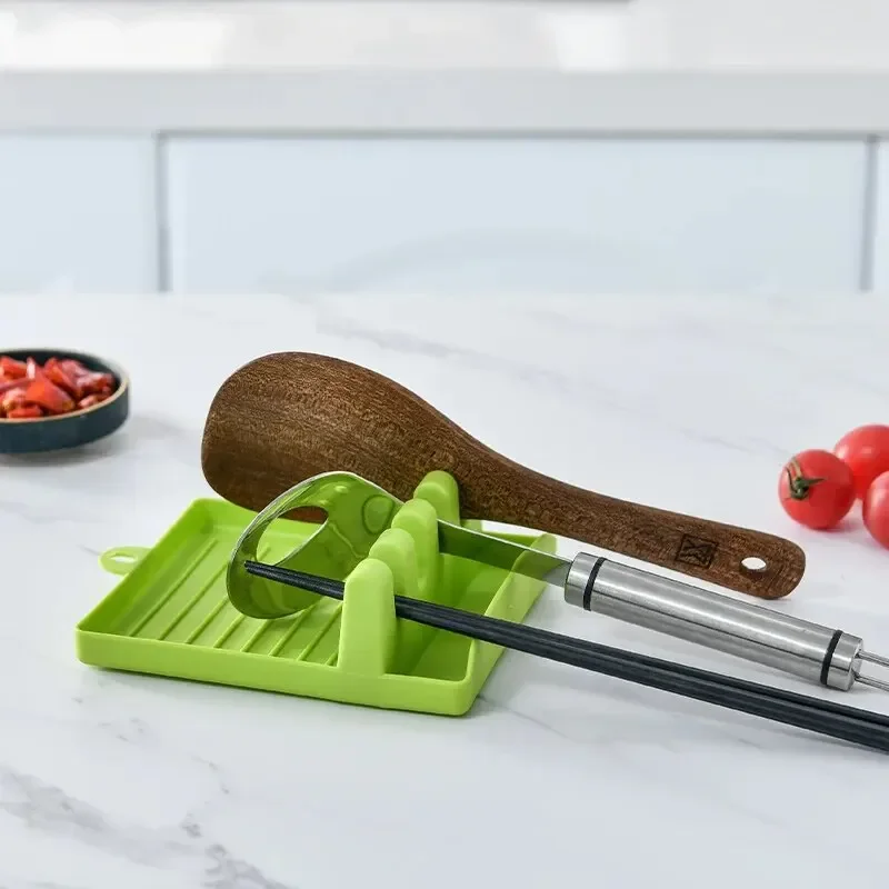Offset Spatula Set - Kunststoff-Löffel-Spatelhalter, Küchen-Aufbewahrungsregal mit auslaufsicherem Tablett für