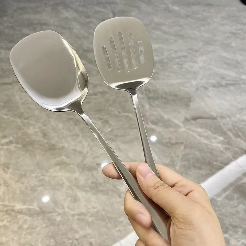 Offset Spatula Set - Lebensmittelechter Edelstahl Wok-Spatel Metall-Küchenutensilien Geschlitzter Wender