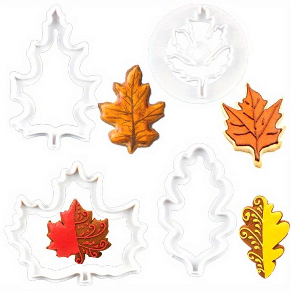 Cookie Cutter Set - 4-teiliges Set Herbstblatt-Ausstechformen Ahorn-, Eichen- &