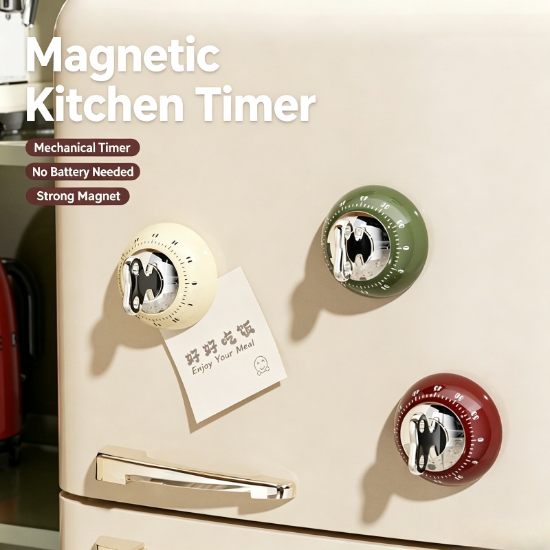 Kitchen Baking Timer - Magnetischer Küchentimer, mechanischer Countdown-Timer, keine Batterie