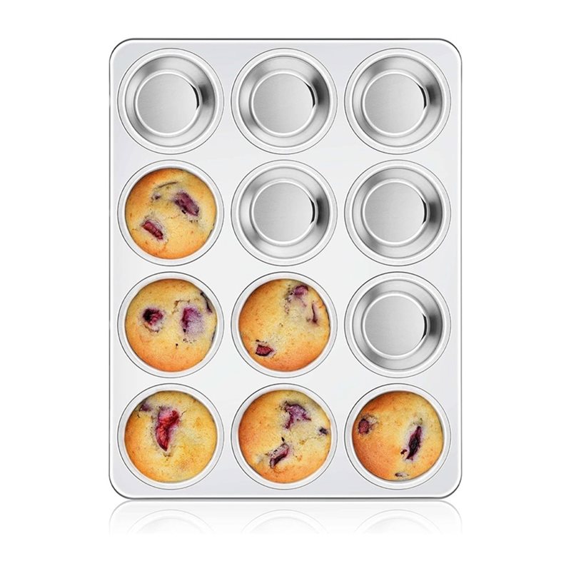 Muffin Tin Nonstick - ABAE-Muffinform, Edelstahl-Cupcake-Backform mit 12 Formen in