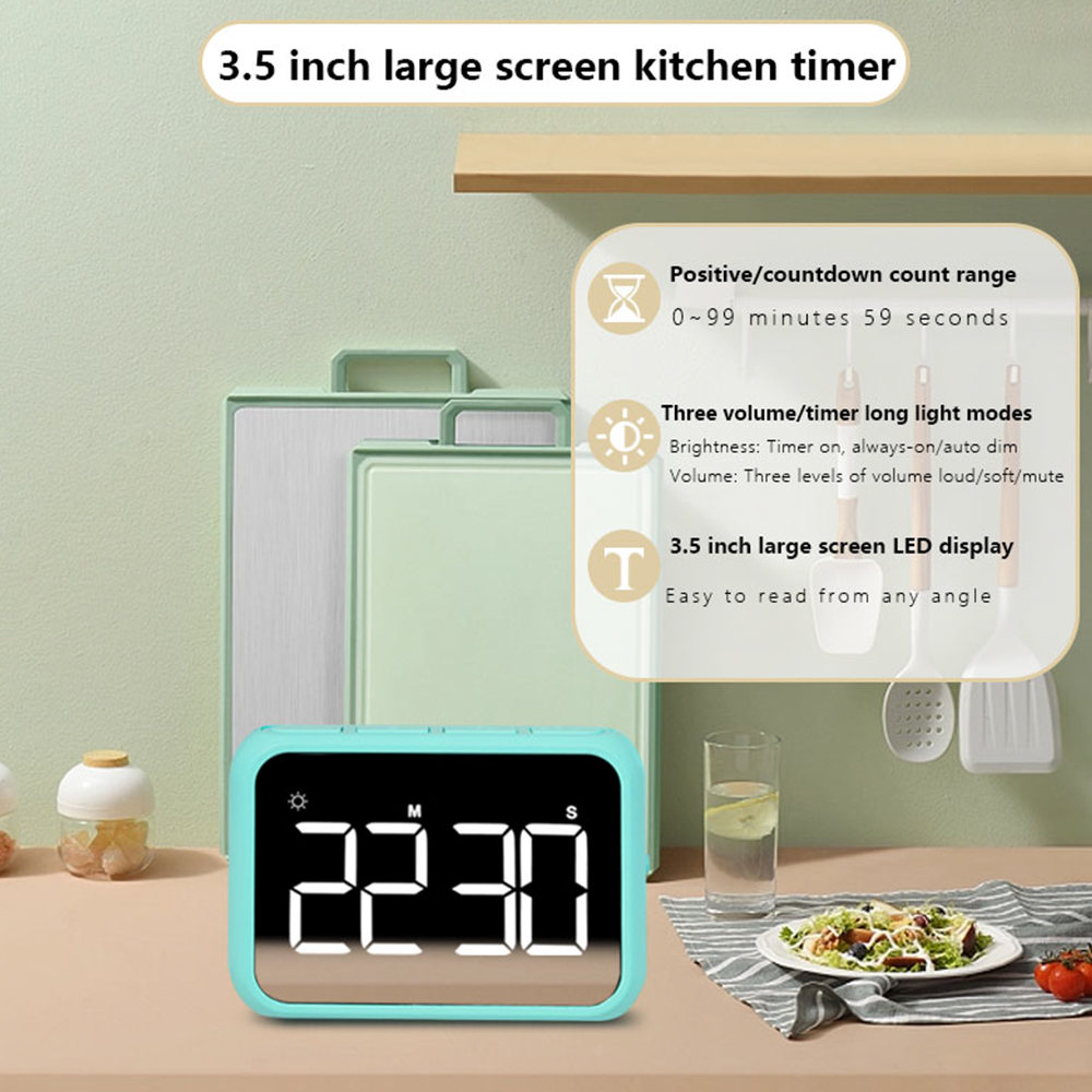 Kitchen Baking Timer - 1 Stück Moderner Minimalistischer LED-Batterie-Timer, Digitaler